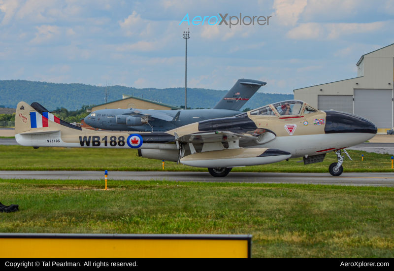 Photo of N23105 - PRIVATE De Havilland DH-115 Vampire at MRB on AeroXplorer Aviation Database
