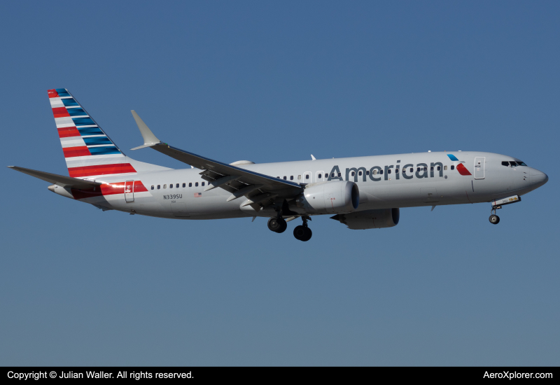 Photo of N339SU - American Airlines Boeing 737 MAX 8 at MIA on AeroXplorer Aviation Database