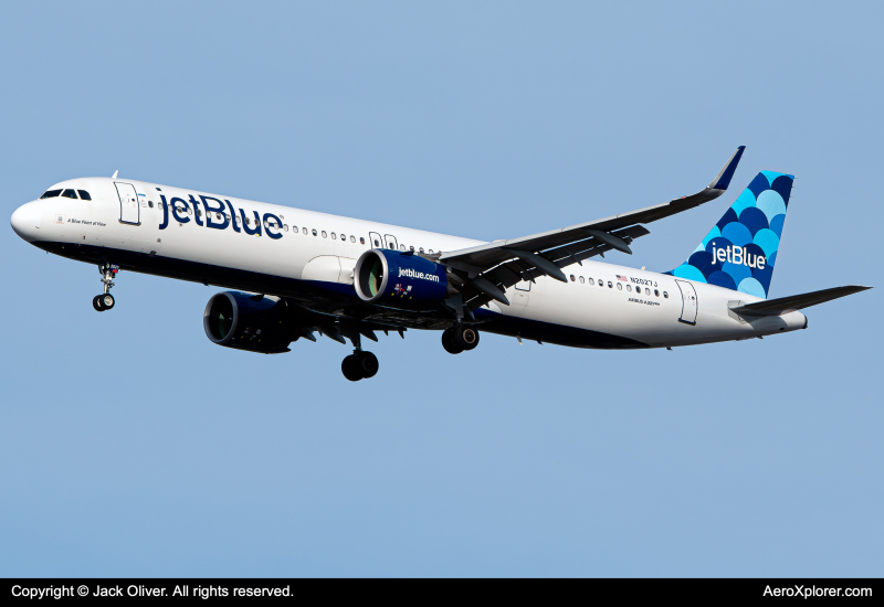 Photo of N2027J - JetBlue Airways Airbus A321NEO at JFK on AeroXplorer Aviation Database