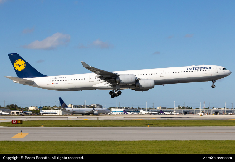 Photo of D-AIHP - Lufthansa Airbus A340-600 at MIA on AeroXplorer Aviation Database