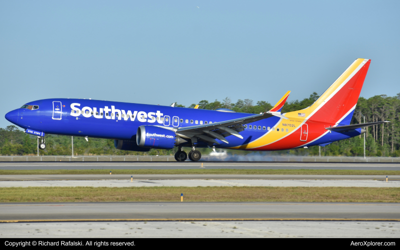 Photo of N8702L - Southwest Airlines Boeing 737 MAX 8 at MCO on AeroXplorer Aviation Database