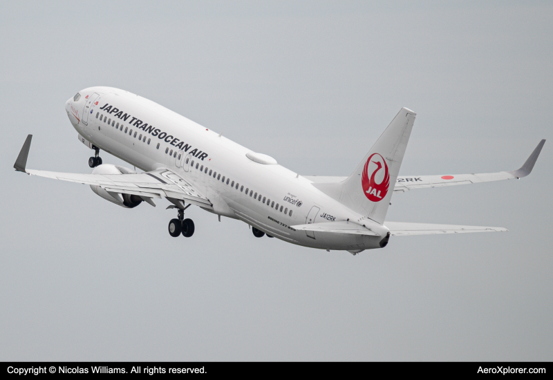 Photo of JA12RK - Japan Airlines Boeing 737-800 at HND on AeroXplorer Aviation Database