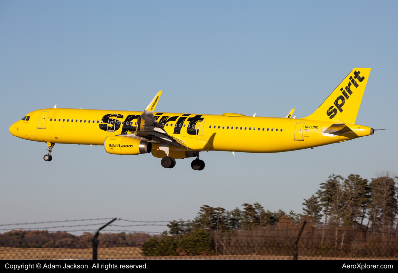 Photo of N680NK - Spirit Airlines Airbus A321-200 at BWI on AeroXplorer Aviation Database