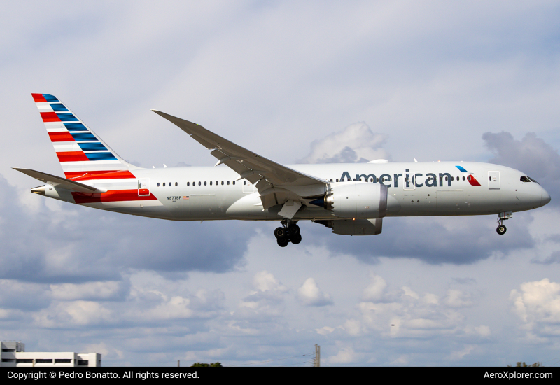Photo of N877BF - American Airlines Boeing 787-8 at MIA on AeroXplorer Aviation Database