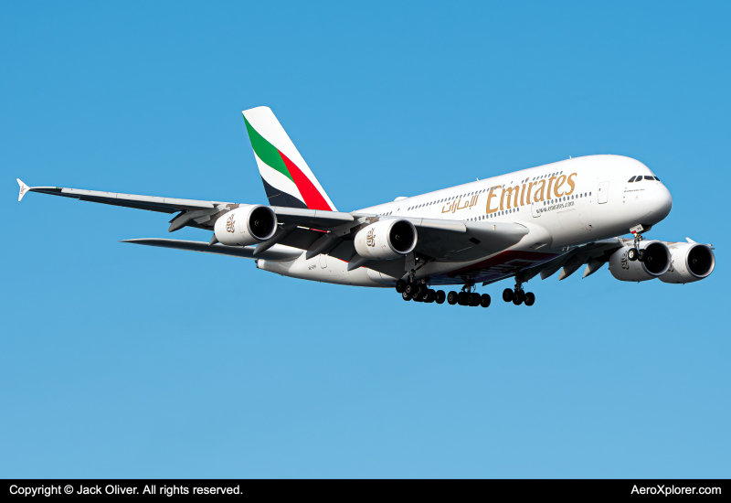 Photo of A6-EVH - Emirates Airbus A380-800 at JFK on AeroXplorer Aviation Database