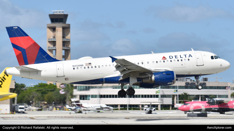Photo of N358NB - Delta Airlines Airbus A319 at FLL on AeroXplorer Aviation Database