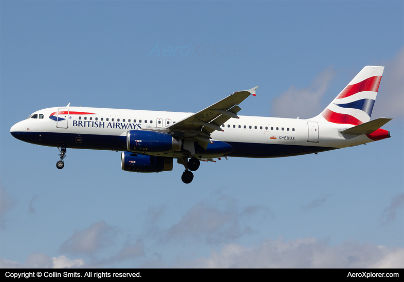 Photo of G-EUUX - British Airways Airbus A320 at LHR on AeroXplorer Aviation Database