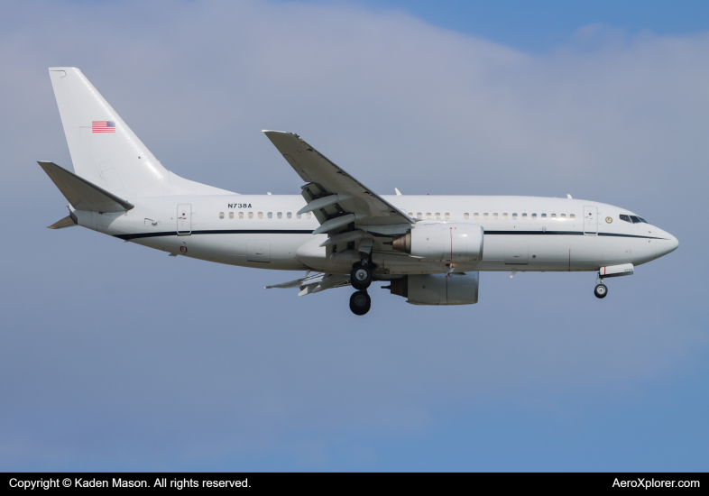 Photo of N738A - USA - United States Army Boeing 737-700 at MCI on AeroXplorer Aviation Database