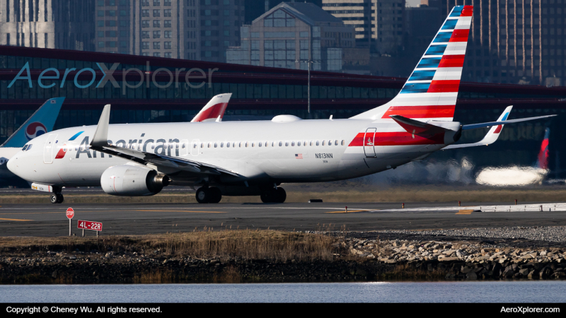 Photo of N813NN - American Airlines Boeing 737-800 at BOS on AeroXplorer Aviation Database
