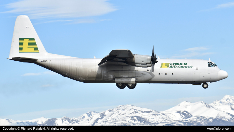 Photo of N403LC - Lynden Air Cargo Lockheed C-130H Hercules at ANC on AeroXplorer Aviation Database