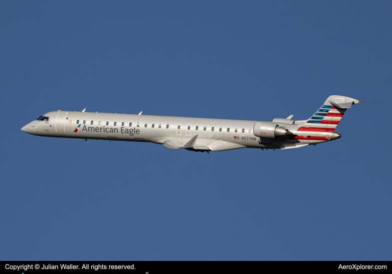 Photo of N577NN - American Eagle Mitsubishi CRJ-900 at CLT on AeroXplorer Aviation Database