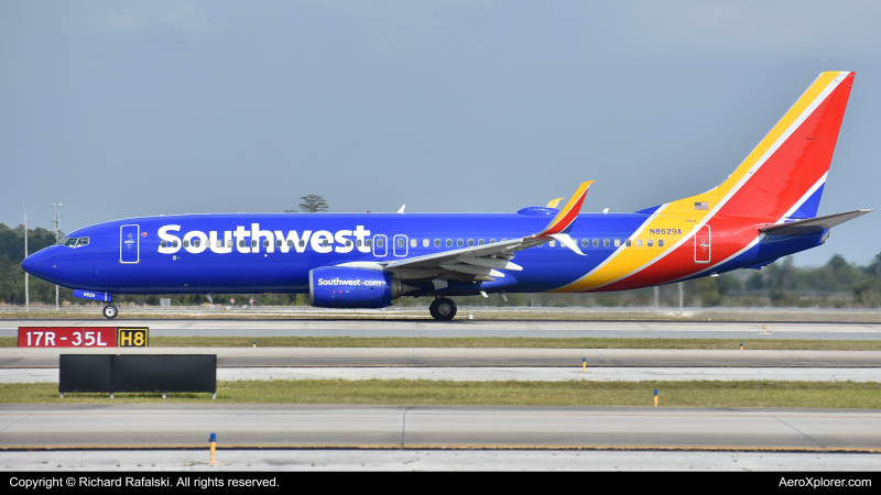 Photo of N8629A - Southwest Airlines Boeing 737-800 at MCO on AeroXplorer Aviation Database