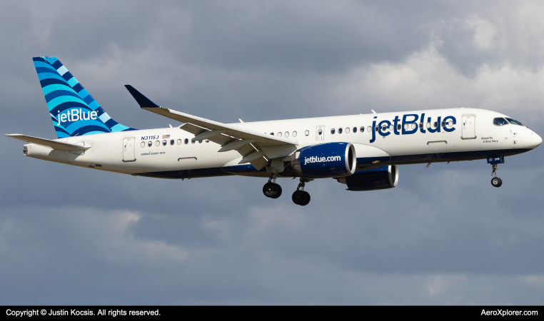 Photo of N3115J - JetBlue Airways Airbus A220-300 at TPA on AeroXplorer Aviation Database