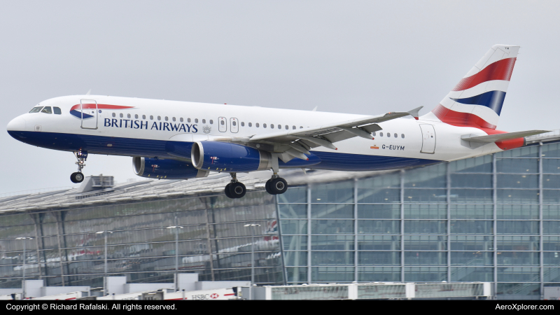 Photo of G-EUYM - British Airways Airbus A320 at LHR on AeroXplorer Aviation Database