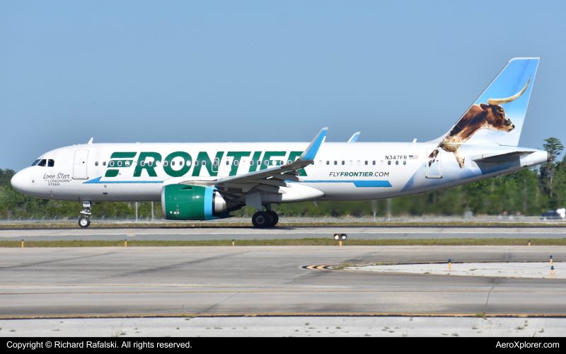 Photo of N347FR - Frontier Airlines Airbus A320NEO at MCO on AeroXplorer Aviation Database