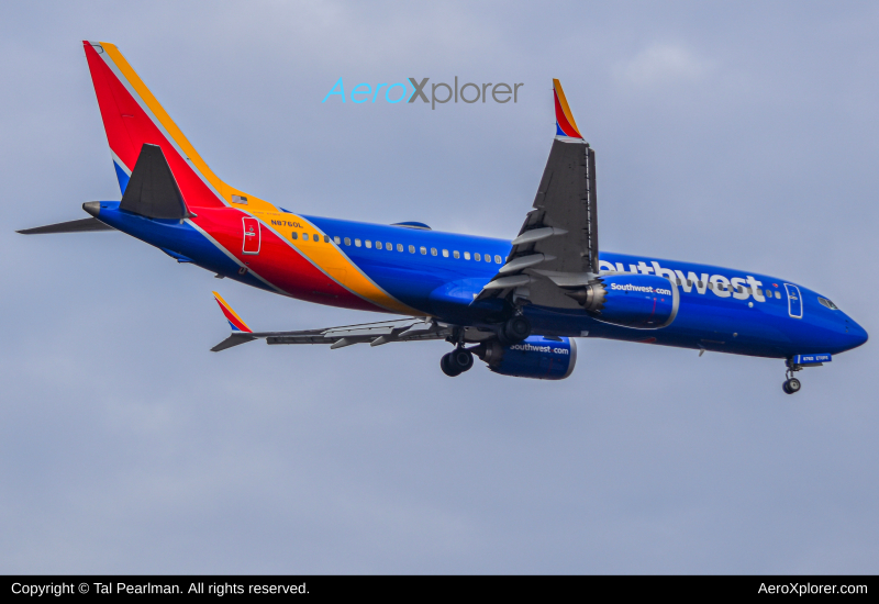 Photo of N8760L - Southwest Airlines Boeing 737 MAX 8 at BWI on AeroXplorer Aviation Database