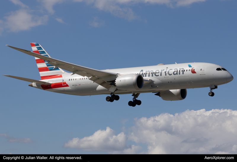 Photo of N803AL - American Airlines  Boeing 787-8 at MIA on AeroXplorer Aviation Database