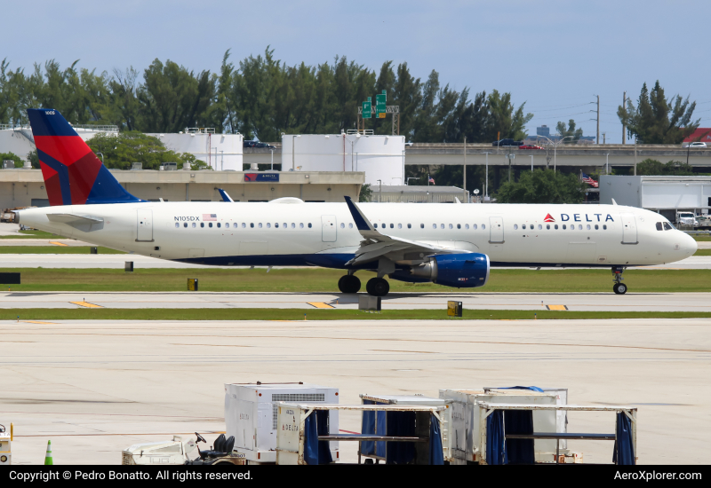 Photo of N105DX - Delta Airlines Airbus A321-200 at FLL on AeroXplorer Aviation Database