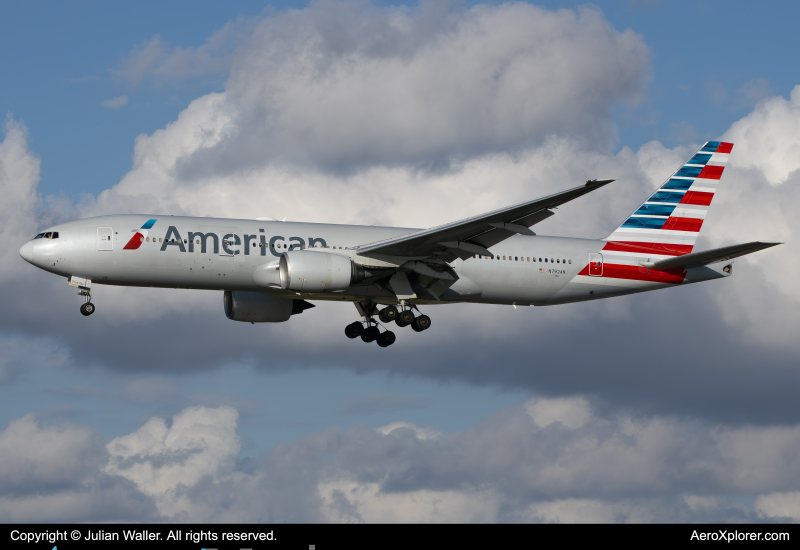 Photo of N792AN - American Airlines Boeing 777-200ER at MIA on AeroXplorer Aviation Database