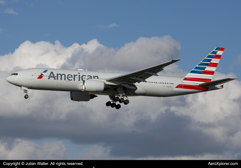 Photo of N760AN - American Airlines Boeing 777-200ER at MIA on AeroXplorer Aviation Database