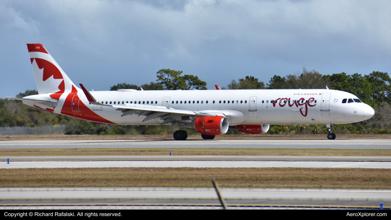 Photo of C-FJQL - Air Canada Rouge Airbus A321-200 at MCO on AeroXplorer Aviation Database
