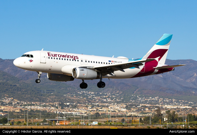 Photo of OE-LYZ - Eurowings Airbus A319 at AGP on AeroXplorer Aviation Database