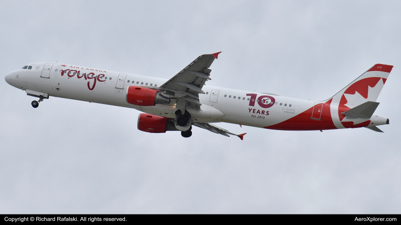 Photo of C-GHPD - Air Canada Rouge Airbus A321-200 at FLL on AeroXplorer Aviation Database