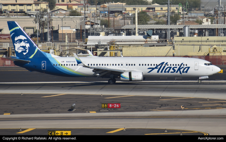 Photo of N407AS - Alaska Airlines Boeing 737-900ER at PHX on AeroXplorer Aviation Database