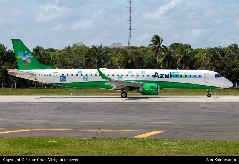 Photo of PR-AYX - Azul  Embraer E195 at SSA on AeroXplorer Aviation Database