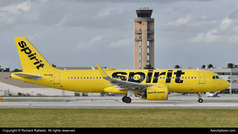 Photo of N934NK - Spirit Airlines Airbus A320NEO at FLL on AeroXplorer Aviation Database