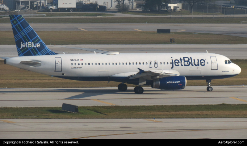 Photo of N613JB - JetBlue Airways Airbus A320-232 at FLL on AeroXplorer Aviation Database