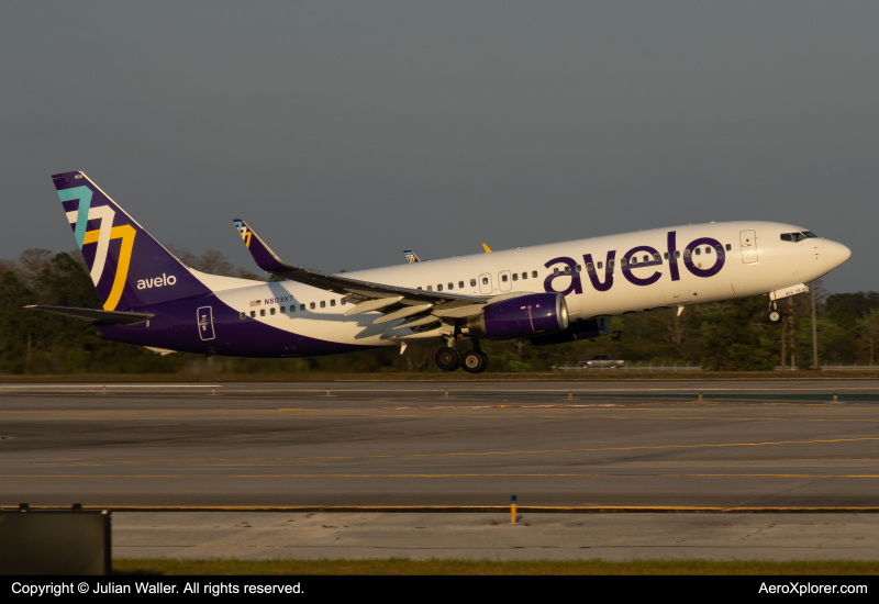 Photo of N803XT - Avelo Airlines Boeing 737-800 at MCO on AeroXplorer Aviation Database