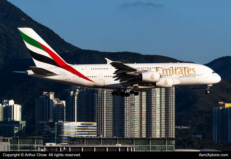 Photo of A6-EOZ - Emirates Airbus A380-800 at HKG on AeroXplorer Aviation Database
