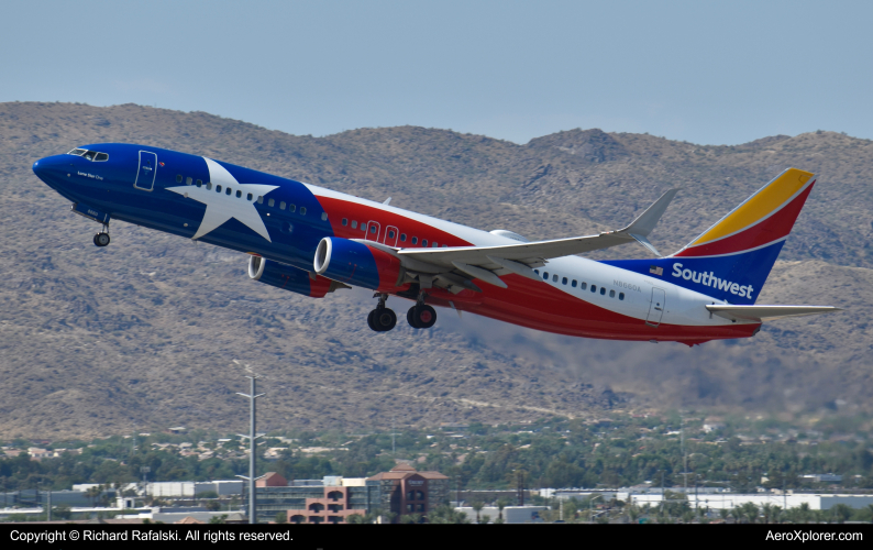 Photo of N8660A - Southwest Airlines Boeing 737-800 at PHX on AeroXplorer Aviation Database