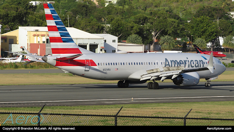 Photo of N324RA - American Airlines Boeing 737 MAX 8 at STT on AeroXplorer Aviation Database