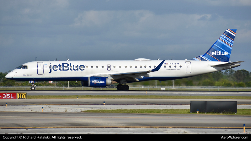 Photo of N238JB - JetBlue Airways Embraer E190 at MCO on AeroXplorer Aviation Database
