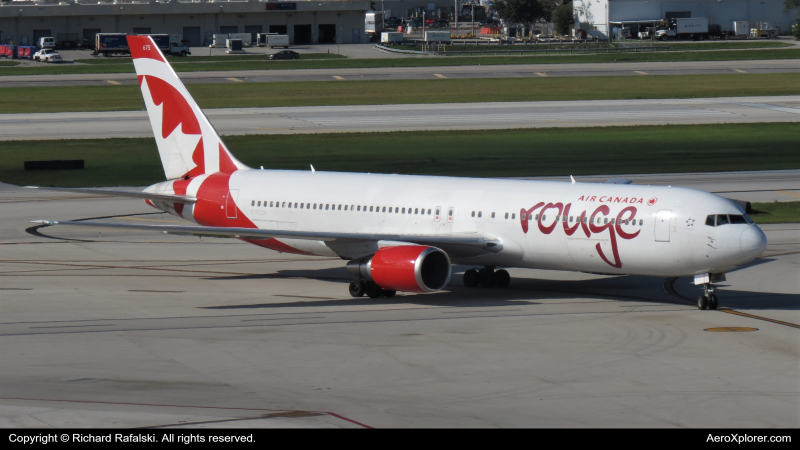 Photo of C-FJZK - Air Canada Rouge Boeing 767-300ER at FLL on AeroXplorer Aviation Database