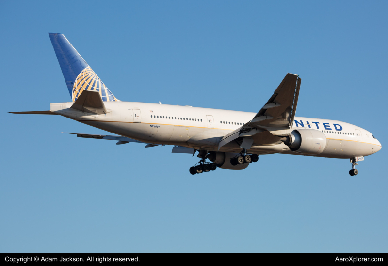 Photo of N74007 - United Airlines Boeing 777-200ER at IAD on AeroXplorer Aviation Database