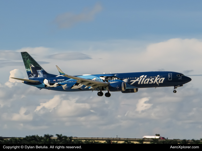 Photo of N932AK - Alaska Airlines Boeing 737 MAX 9 at  on AeroXplorer Aviation Database