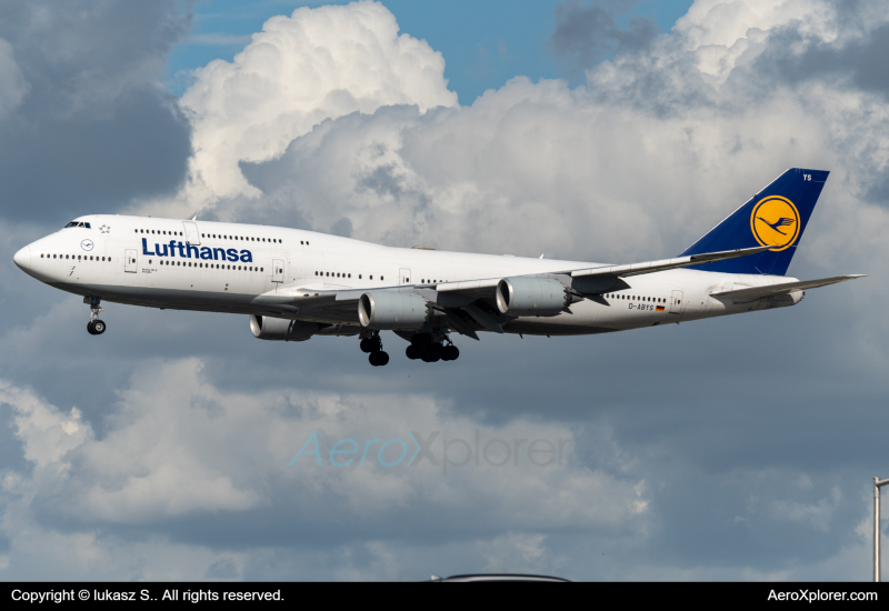 Photo of d-abys - Lufthansa Boeing 747-8i at MIA on AeroXplorer Aviation Database