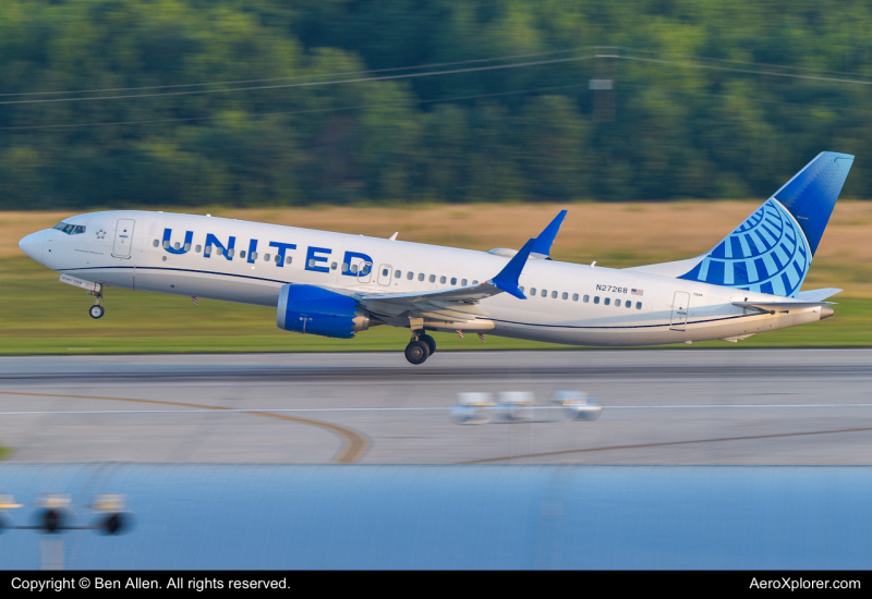 Photo of N27268 - United Airlines Boeing 737 MAX 8 at KRDU on AeroXplorer Aviation Database