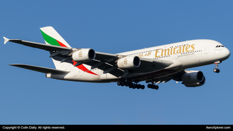 Photo of A6-EVH - Emirates Airbus A380-800 at IAD on AeroXplorer Aviation Database