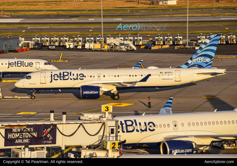 Photo of N3157J - JetBlue Airways Airbus A220-300 at JFK on AeroXplorer Aviation Database