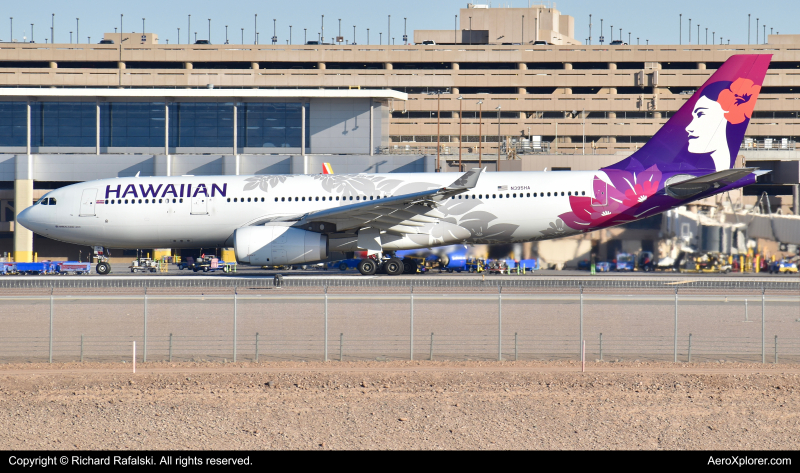 Photo of N395HA - Hawaiian Airlines Airbus A330-200 at PHX on AeroXplorer Aviation Database