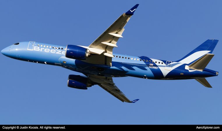 Photo of N235BZ - Breeze Airways Airbus A220-300 at KTPA on AeroXplorer Aviation Database