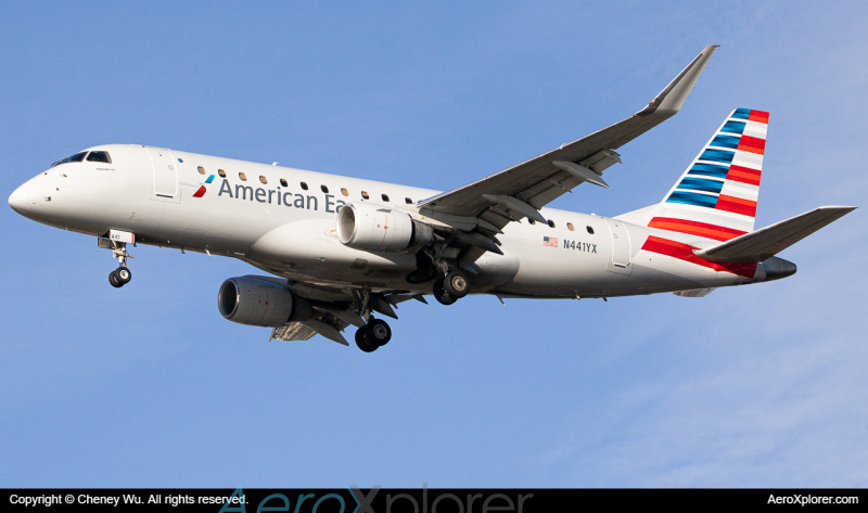 Photo of N411YX - American Eagle Embraer E175 at BOS on AeroXplorer Aviation Database