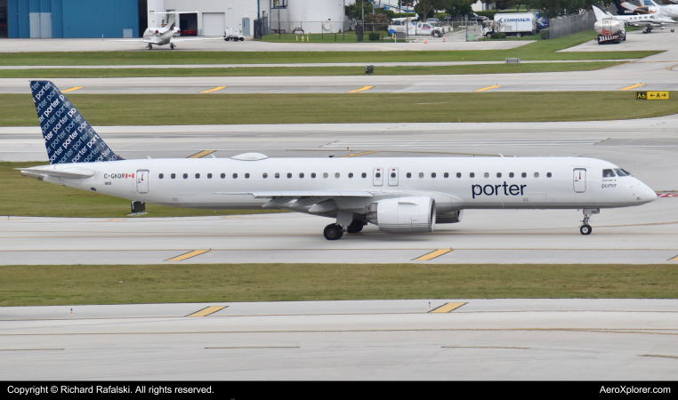 Photo of C-GKQR - Porter Airlines Embraer E195-E2 at FLL on AeroXplorer Aviation Database