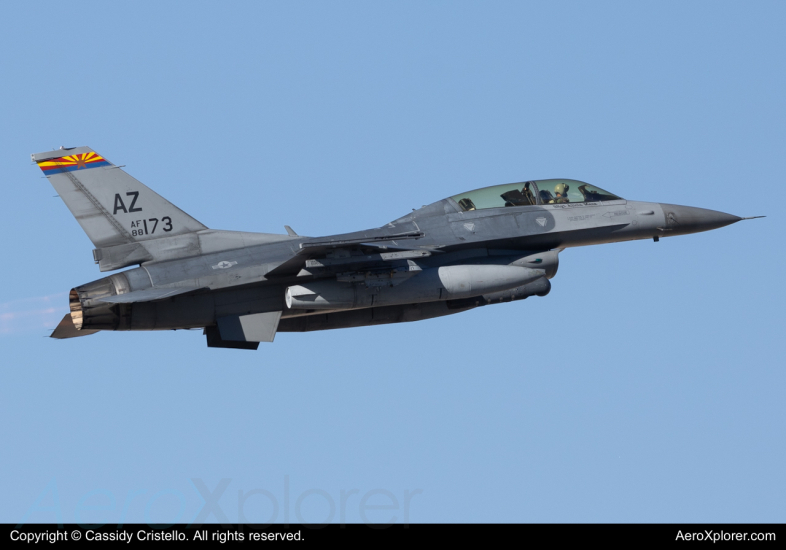 Photo of 88-0173 - USAF - United States Air Force General Dynamics F-16 Fighting Falcon at TUS on AeroXplorer Aviation Database
