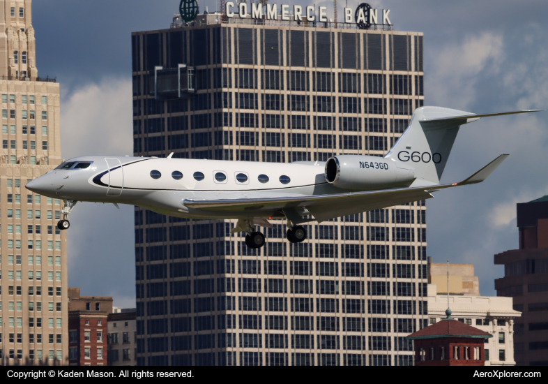 Photo of N643GD - PRIVATE Gulfstream G600 at MKC on AeroXplorer Aviation Database