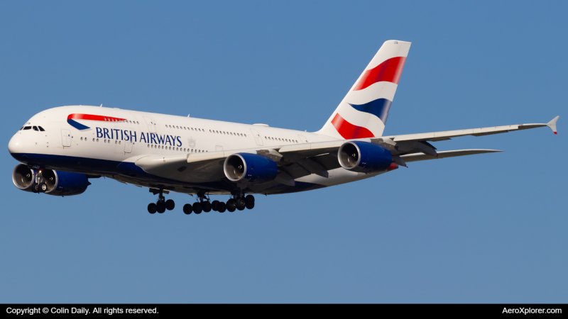 Photo of G-XLEB - British Airways Airbus A380-800 at MIA on AeroXplorer Aviation Database